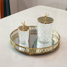 现代轻奢高档金属圆形托盘茶水盘果盘客厅茶几收纳展示欧式美容院