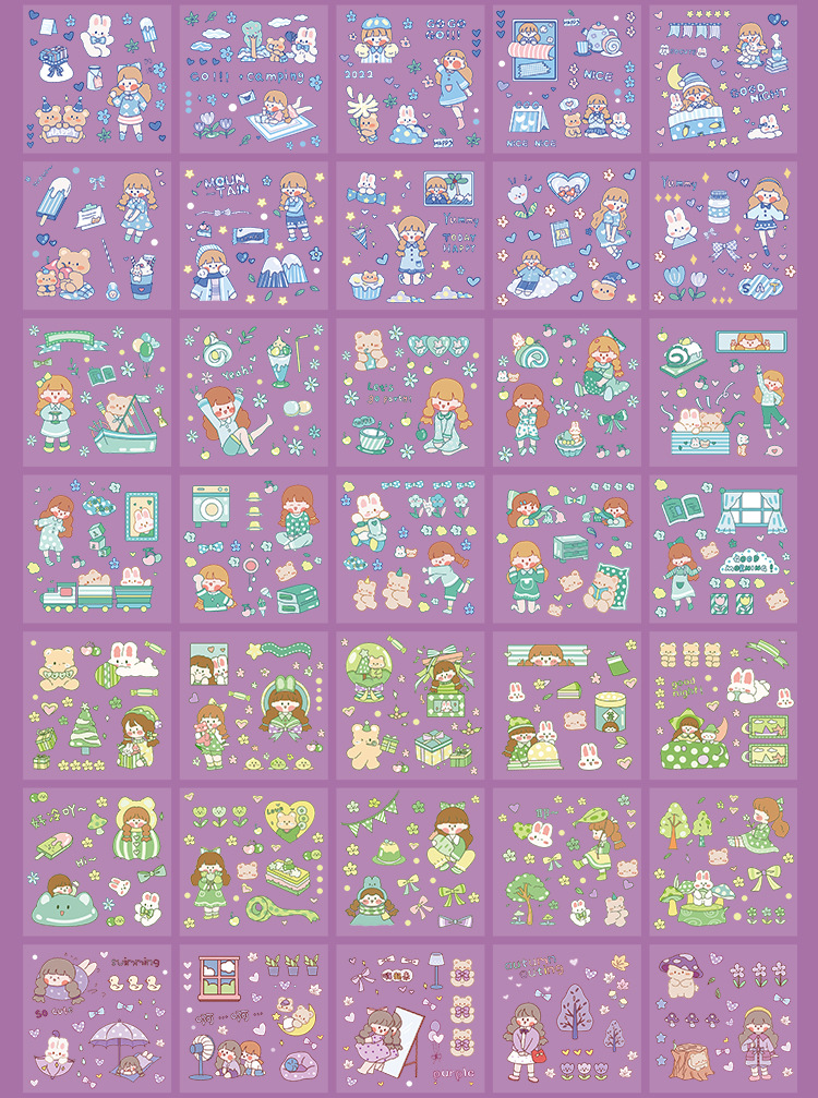 拾光pet贴纸礼盒套装 西西子日记系列 可爱少女贴画100张入 4款