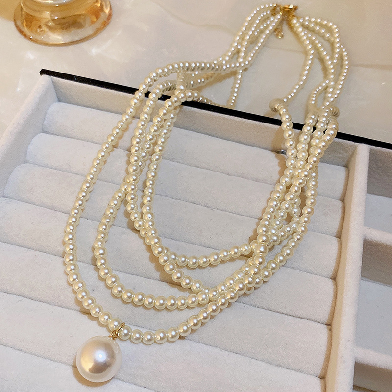 French Style Retro Diamonds Pearl Flower Love Opal Necklace Affordable Luxury Fashion Clavicle Chain High Sense Necklace Women