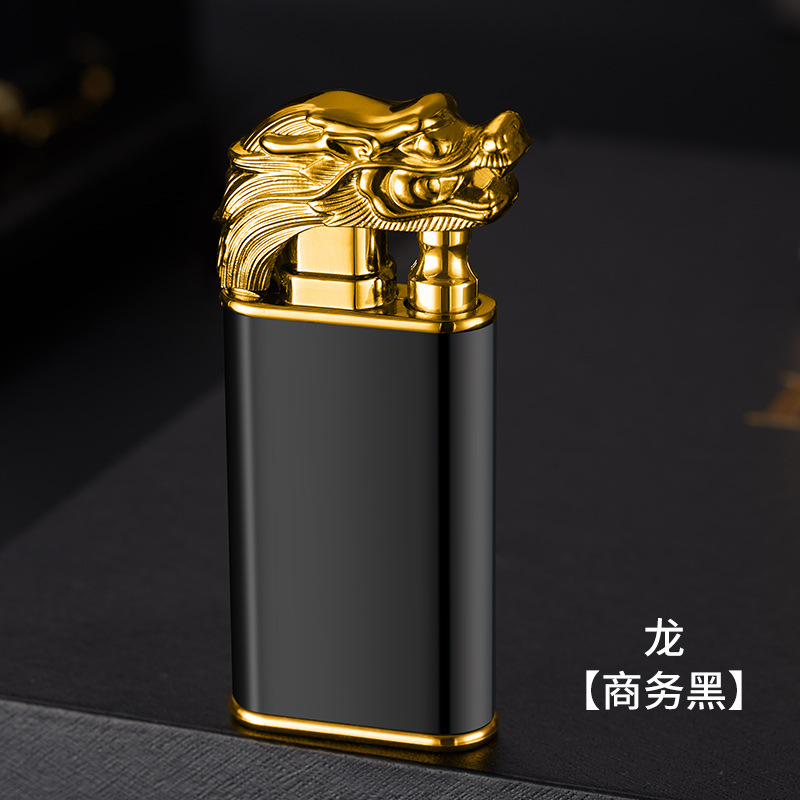Fu Lu Long Double Fire Direct Punching Open Fire Conversion Metal Lighter Laser Engraving Advertising Faucet Lighter