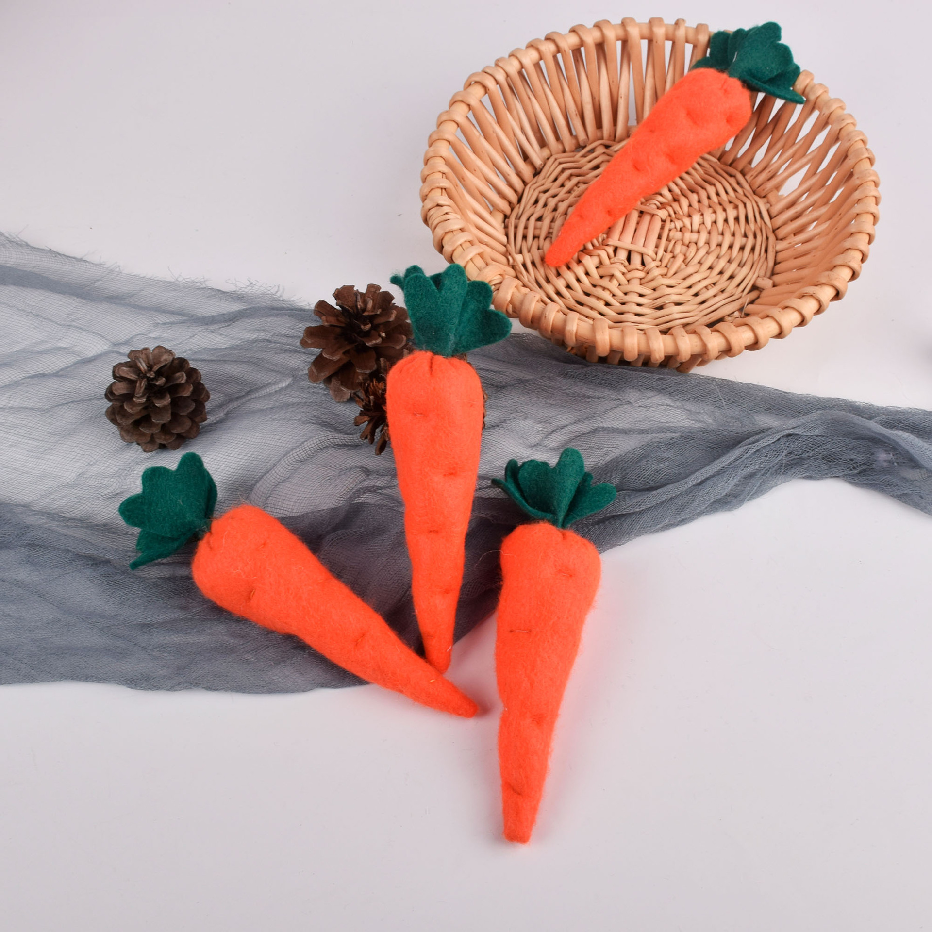 2021新款复活节装饰品派对装饰布艺胡萝卜摆件easter场景布置品