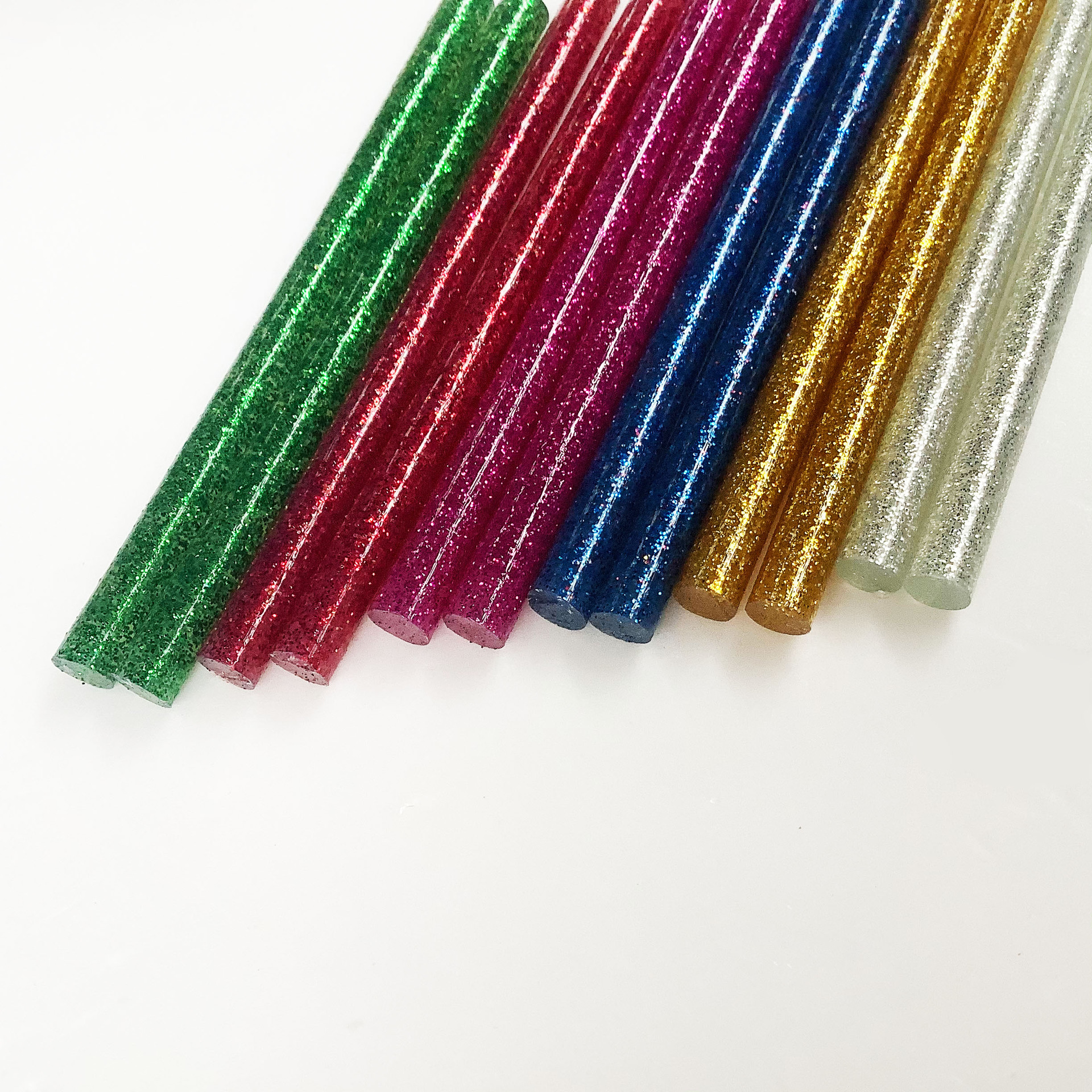 工厂批发闪光热熔胶棒7mm混色高粘热熔胶条金葱彩色热溶胶棒