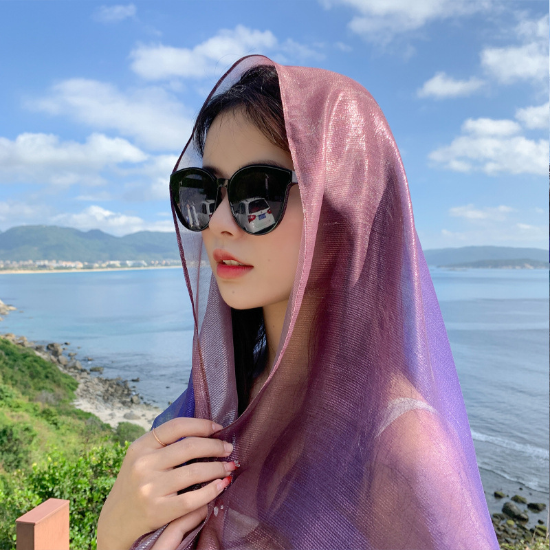 Seaside Vacation Elegant Transition Color All-Match Spring and Summer Fashion ~ Thin Scarf Sunscreen Scarf Yunnan Hainan Travel