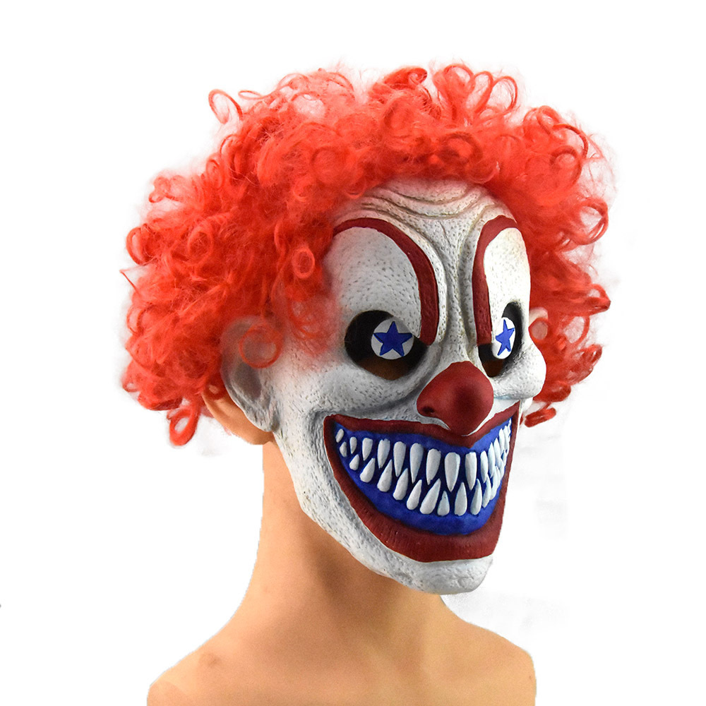 万圣节朋克小丑面具乳胶微笑小丑cosplay舞台表演道具面具头套