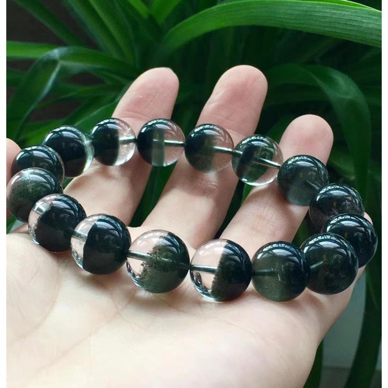 巴西绿幽灵水晶聚宝盆手链手串满天星千层情侣款男女士手饰品送礼