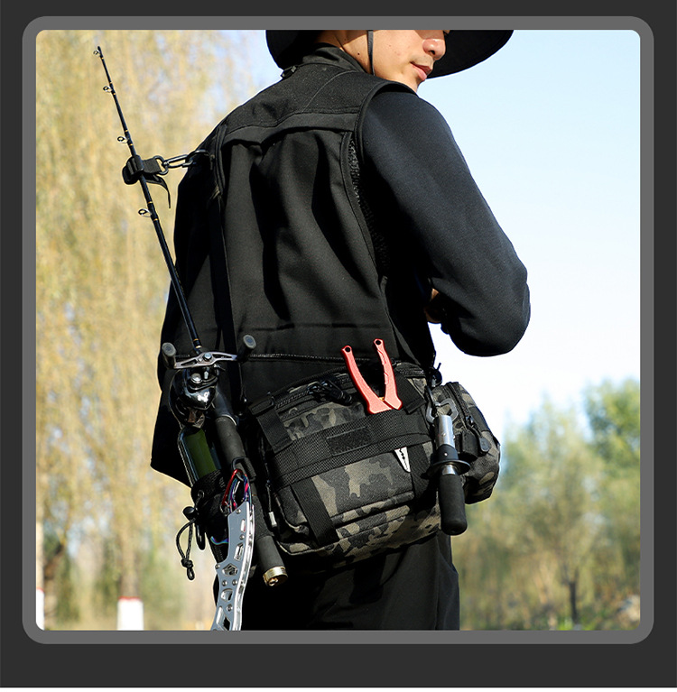大容量路亚包多功能腰包鱼竿包战术背包斜挎包钓鱼插杆渔具包杆包