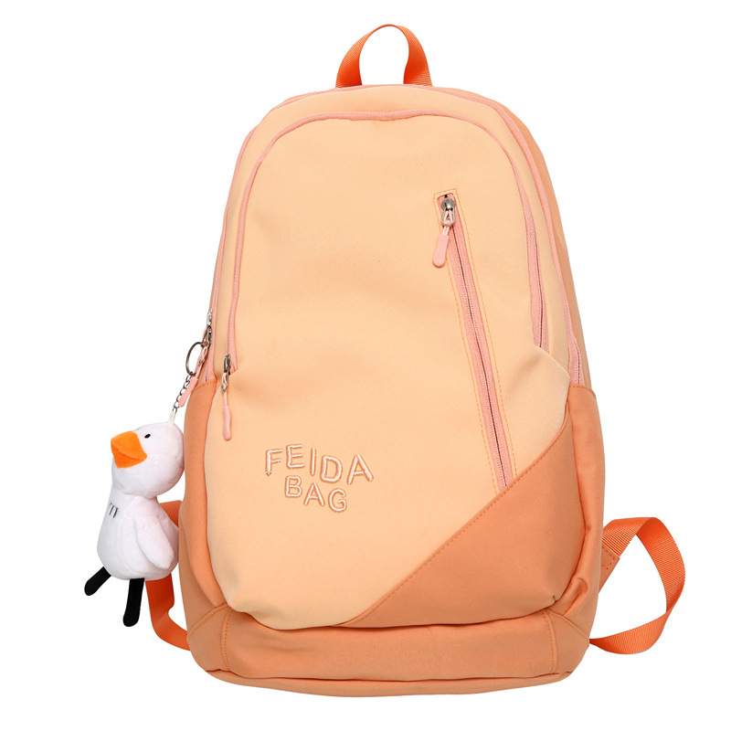 Junior High School Schoolbag Female College Student Girls Contrast Color Japanese Backpack Large Capacity Convenient Travel Leisure Simple Backpack