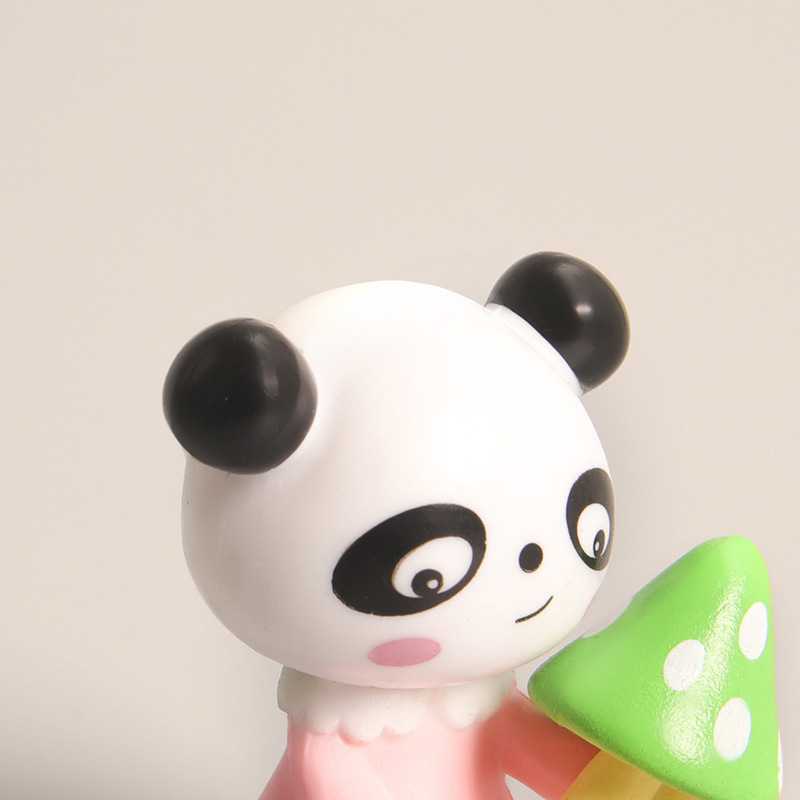 4款大熊猫手办 卡通抱竹子抱球抱蘑菇熊猫公仔玩具摆件