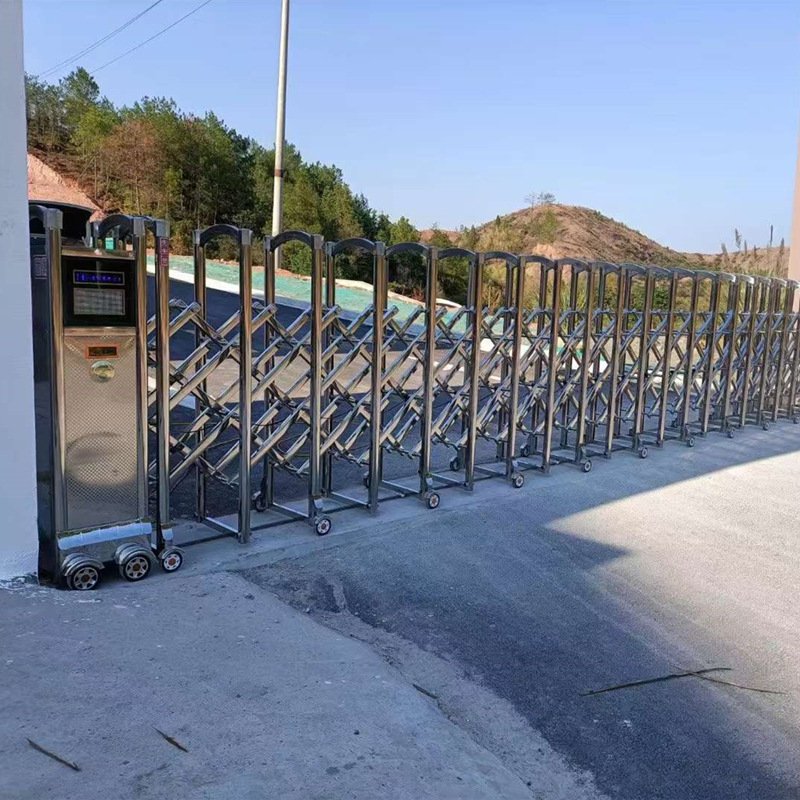 不锈钢伸缩门自动大门工厂学校无轨收缩铝合金遥控电动平移门金华