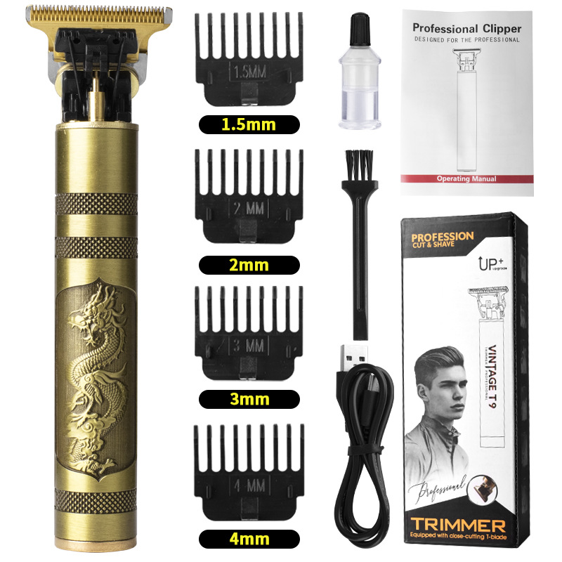 Cross-Border T9 Electric Hair Clipper Bald Head Razor Shaver Hairdressing Electrical Hair Cutter Oil Head Carving Trimming Electric Clipper