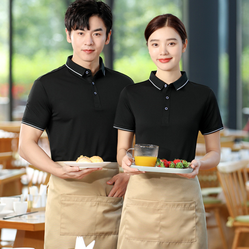 服务员工作服餐饮定短袖制夏季酒店餐厅火锅饭店超市工衣制t恤订