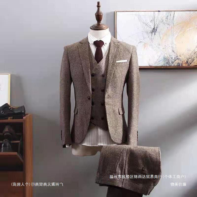 西装全套男三件套装男士礼服休闲西装校园风西服演出复古帅气