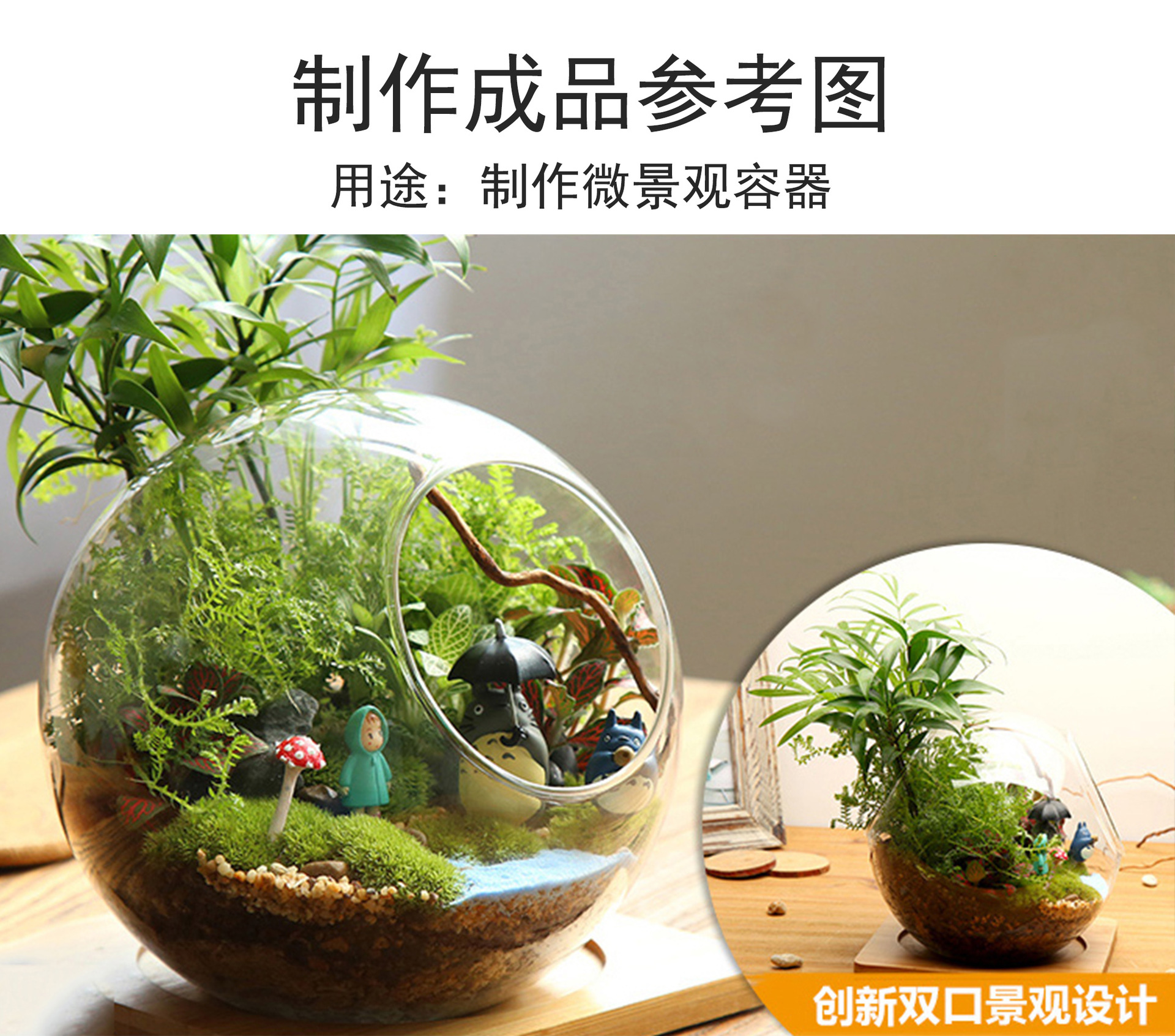 微景观生态瓶 双口玻璃瓶 制作容器 苔藓diy创意 双斜