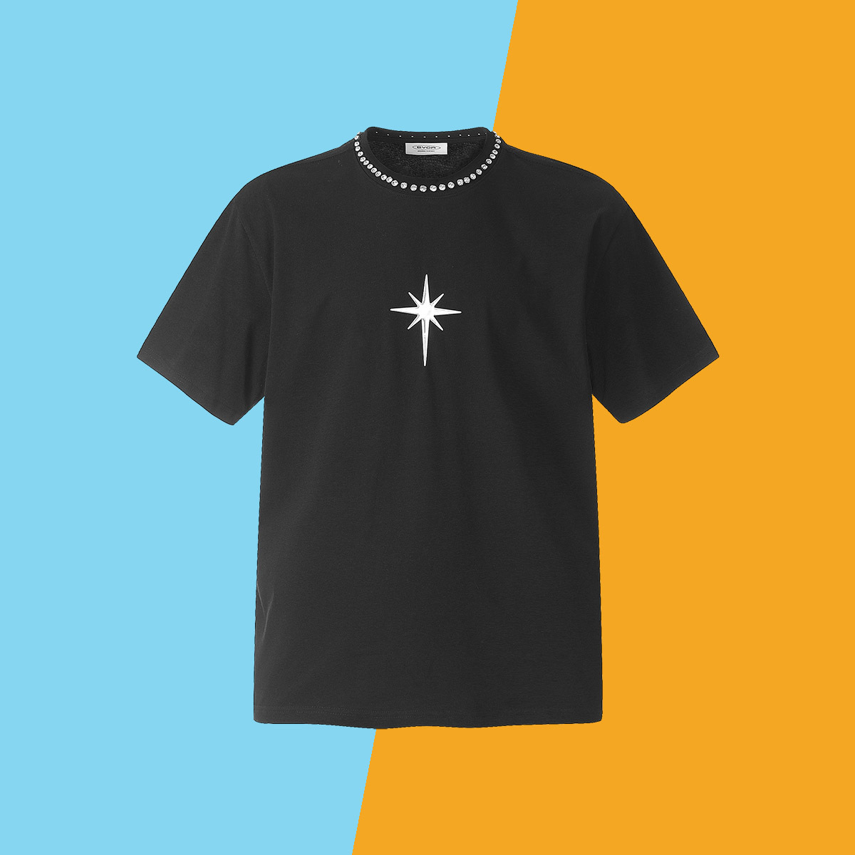 美式潮牌短袖t恤宽松星形刺绣印花镶钻半袖 short sleeve t-shirt