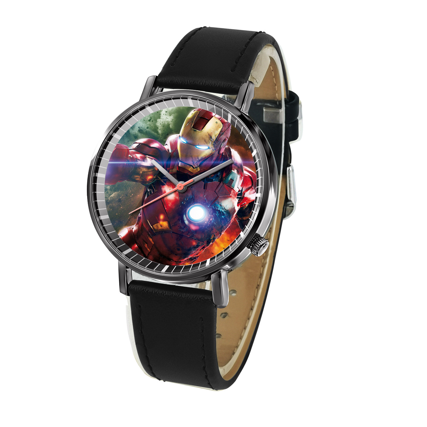 欧美畅销漫威钢铁侠潮流时尚男女学生手表 时尚黑色防水皮带表