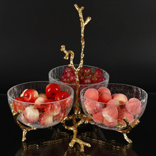 欧式美式茶几摆件样板间糖果轻奢玻璃果盘创意现代水果盘客厅家用