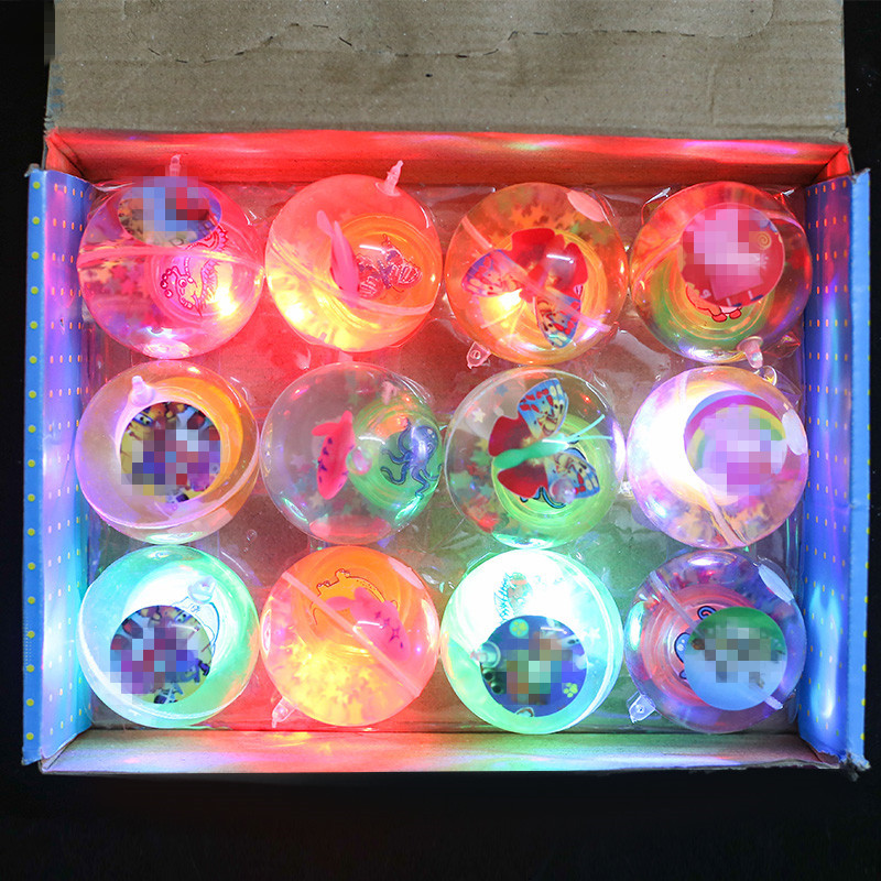 Flash Crystal Ball Luminous Elastic Ball with Rope Jumping Ball Colorful Jumping Ball Night Market Stall Hot Selling Toys