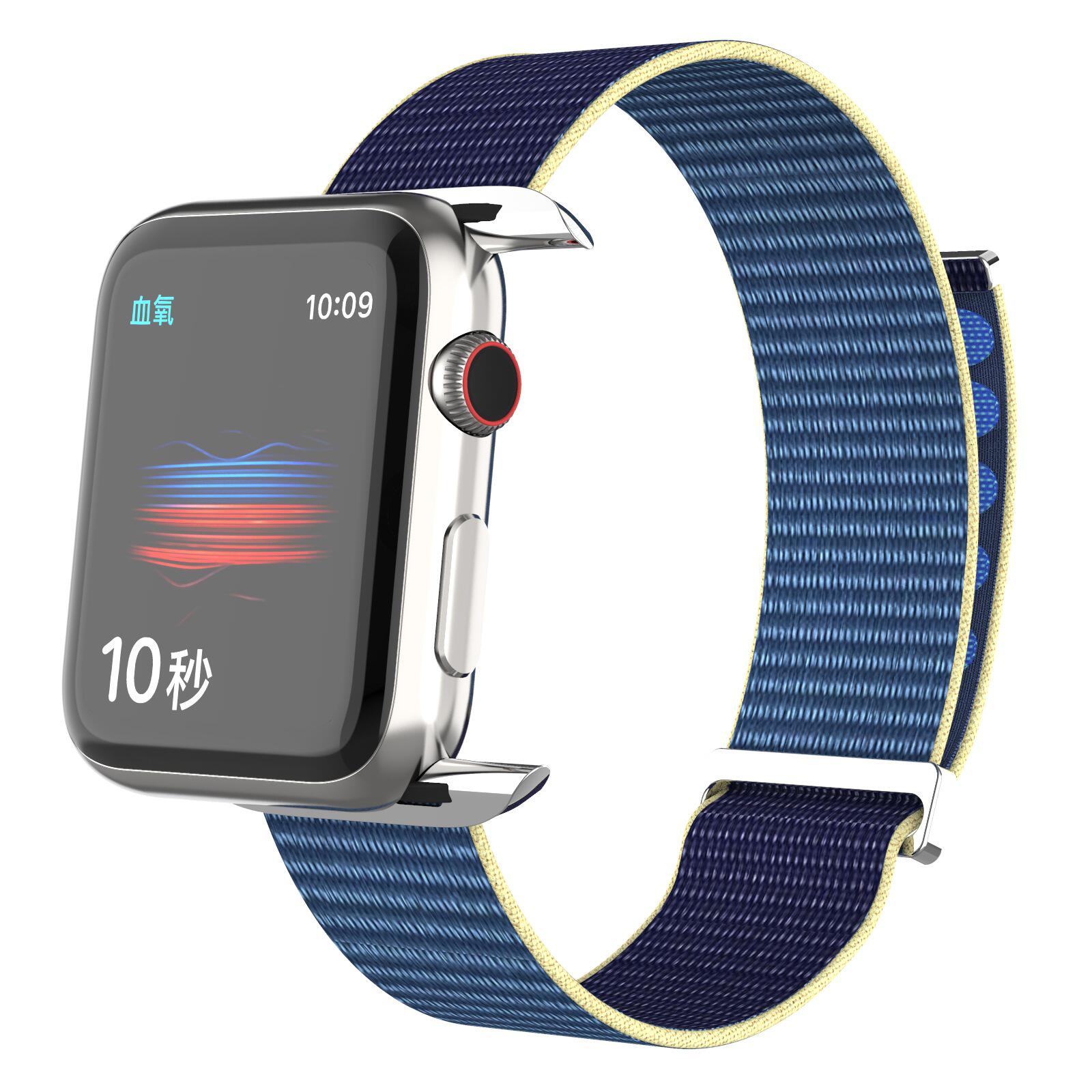 适用于applewatch苹果智能手表se654代替换尼龙回环表带 金属扣件