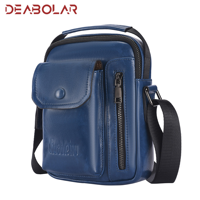 New Men's Leisure Sports Crossbody Bag High Quality PU Leather Outdoor Travel Daypack Large Capacity Mobile Phone Bag Complex