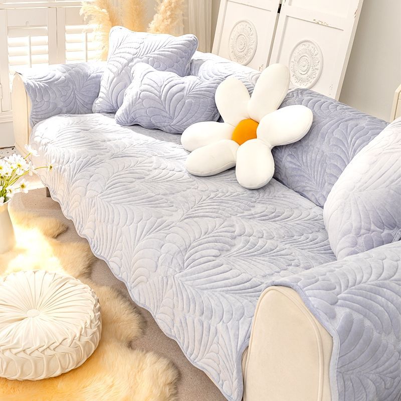 Nordic Light Luxury Sofa Cushion Short Plush Cushion Four Seasons Universal Simple Modern Non-Slip Thickened Cover