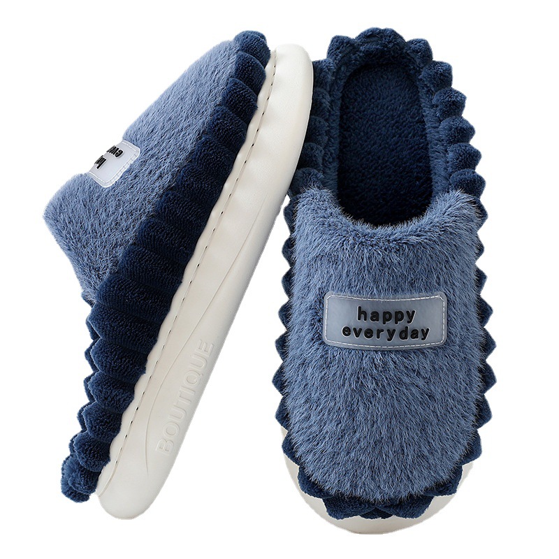 High-Profile Figure Cotton Slippers Men's Thick Bottom Winter Room Inner Velvet Warm Cotton Slippers Men's High-End Quality Winter Slippers Men