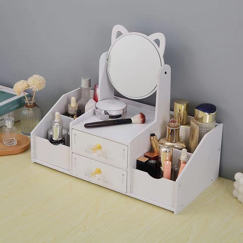 Cosmetics Storage Box Drawer Type Light Luxury Household Jewelry Organizing Rack with Cosmetic Mirror Internet Celebrity Skincare Shelves