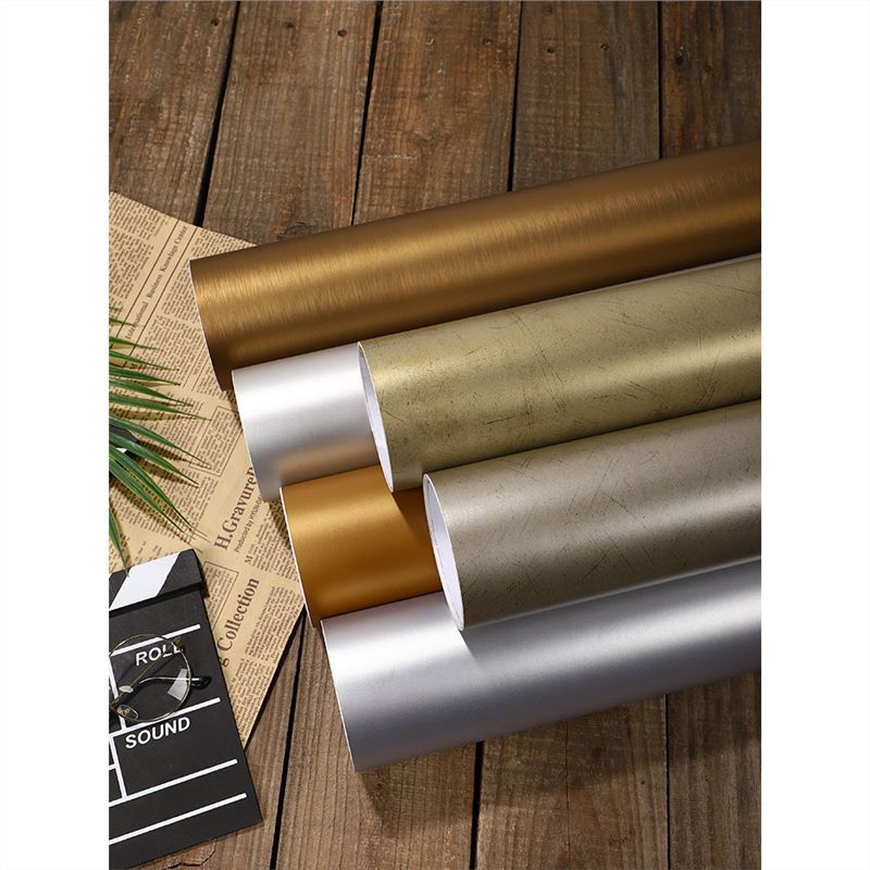 金色橱柜贴纸防水防油自粘厨房柜子柜门香槟金装饰钛金金属贴膜