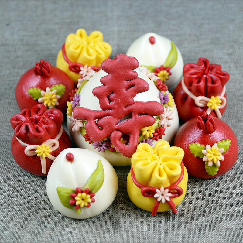 樱小煮老人生日祝寿寿桃威海产花饽饽上供花馍长辈过寿馒头礼盒传