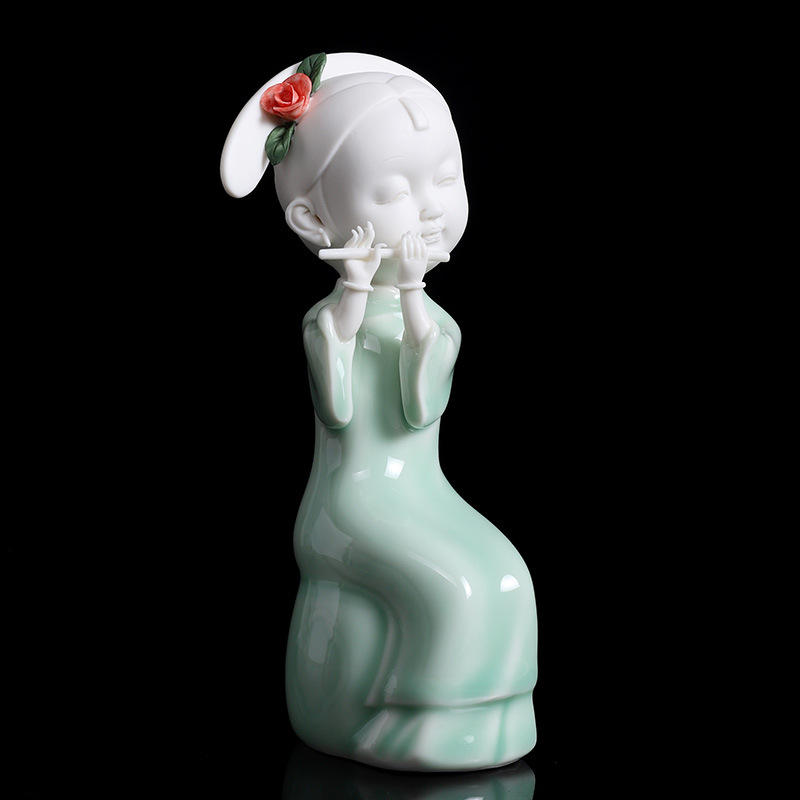 陶瓷人物仕女摆件创意古典旗袍新中式美女家居客厅玄关装饰品摆设