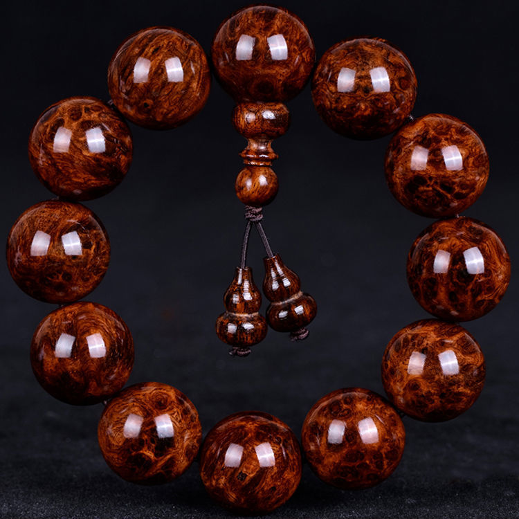 [Rare String] Authentic Hainan Scented Rosewood Bracelet Men's Grimace Eye-to-Eye Sea Yellow Buddha Beads Men Crafts Old Materials