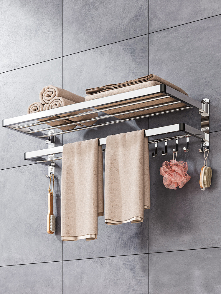 浴室卫生间置物架厕所洗手间洗漱台用品收纳洗澡壁挂式墙上毛巾架
