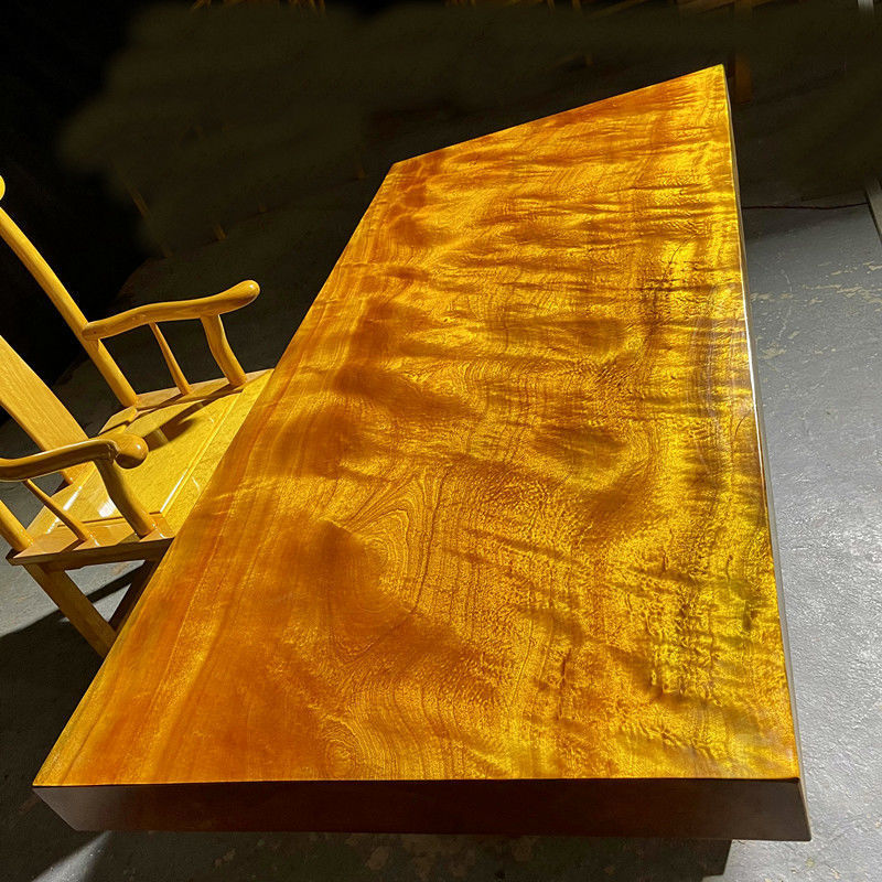 金丝花梨老板桌大班台茶桌茶台整块实木大板家用根雕餐桌办公桌