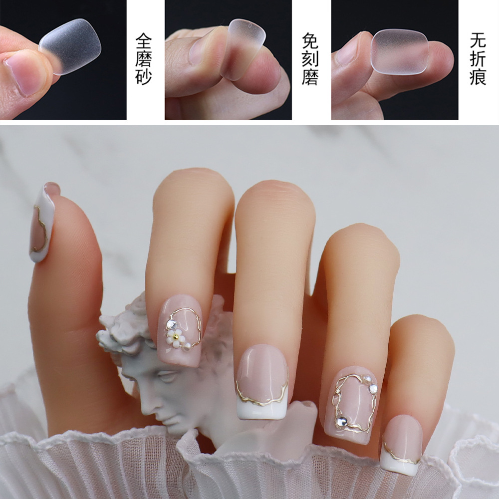 New Wear Nail Polish 240 Pieces Boxed Full Stickers Frosted Wear Nail Short Oval Seamless Engraved Nail Scrubber