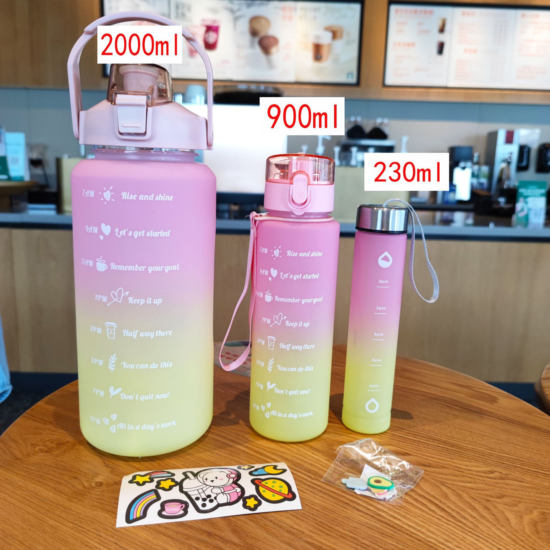 Outdoor Sports Fitness Three-Piece Plastic Cup Large Capacity 2L Straw Straight Drink Cup Adult Gift Cross-Border South America