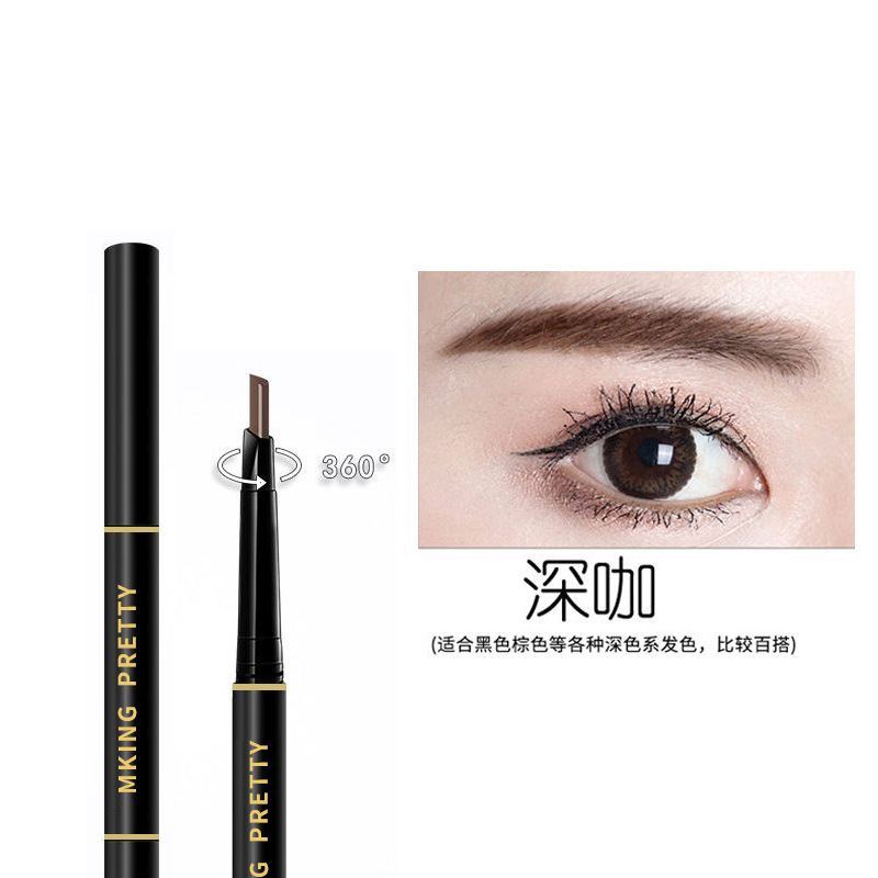 Triangle Double-Headed Eyebrow Pencil Automatic Rotating Three-Dimensional Waterproof Sweat-Proof Durable Female Student Not Easy to Smudge Cross-Border Hot Selling