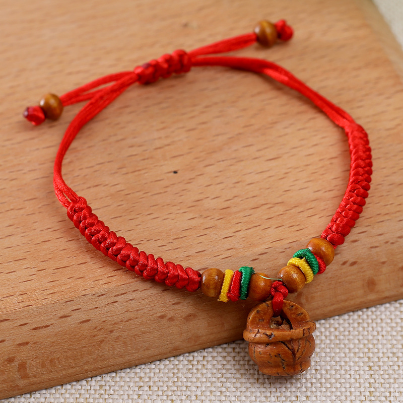 儿童款手工编织红绳手链金刚结精品桃篮红绳手链宝宝压惊手绳批发