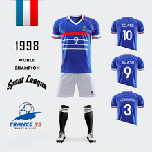 法国复古足球球衣训练比赛队服团购姆巴佩男学生儿童运动套装印字