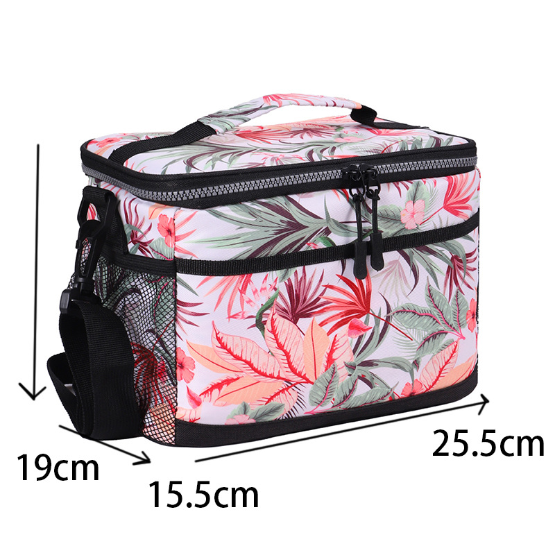 Digital Printed Flowers Pattern Insulated Bag Outdoor Portable Lunch Bag Camping Cold Preservation Ice Pack Portable