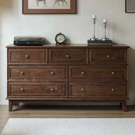 北美黑胡桃木斗柜实木储物收纳抽屉式五斗橱卧室客厅家用樱桃木柜