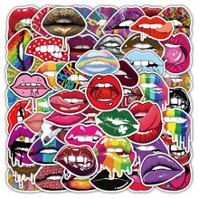 50张跨境款性感的嘴唇涂鸦贴纸防水可移笔记本滑板行李箱摩托贴纸