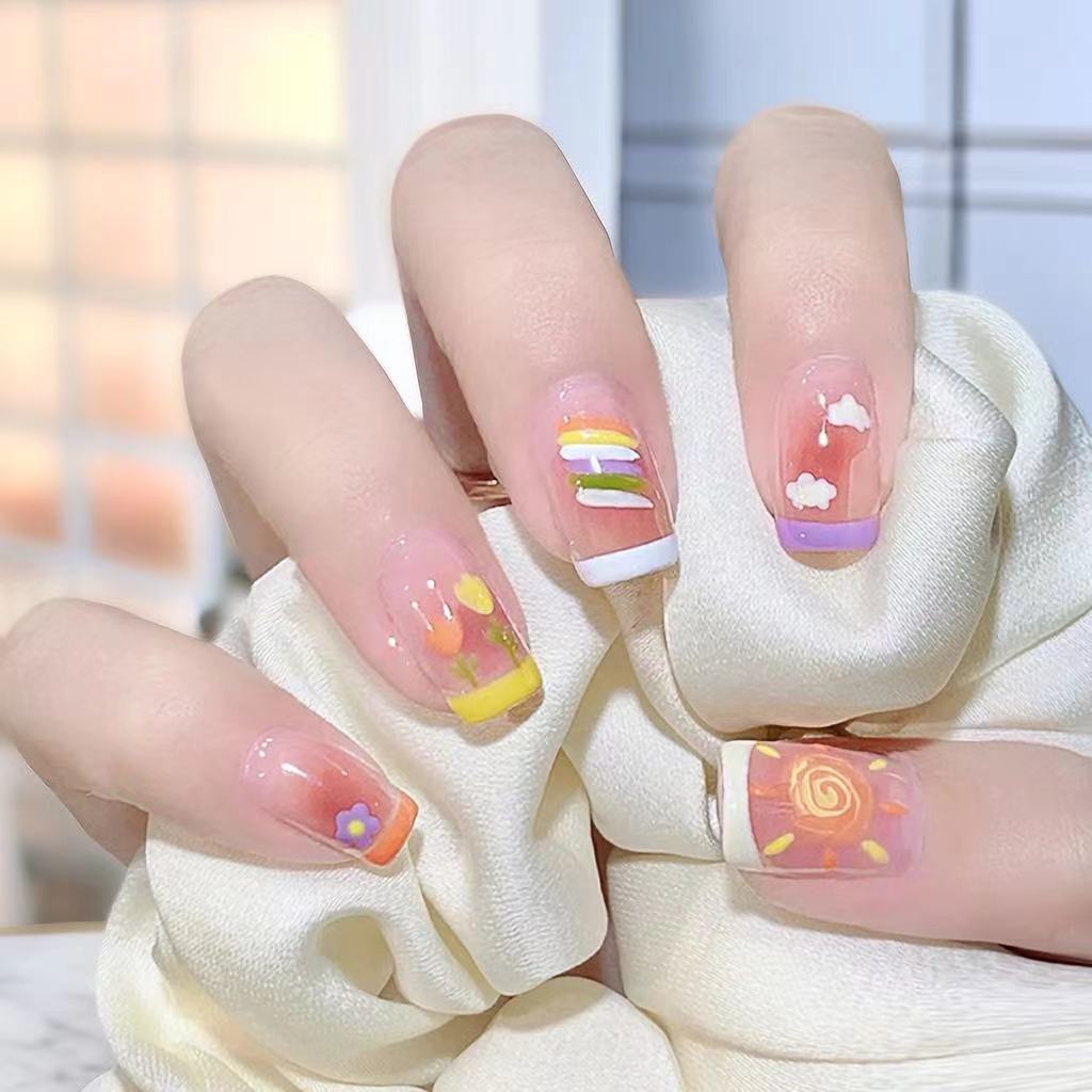 Wear Armor High-Grade 2023 New Nail Patch Nail Stickers Nail Tip Finished Wearable Nail Stickers Medium