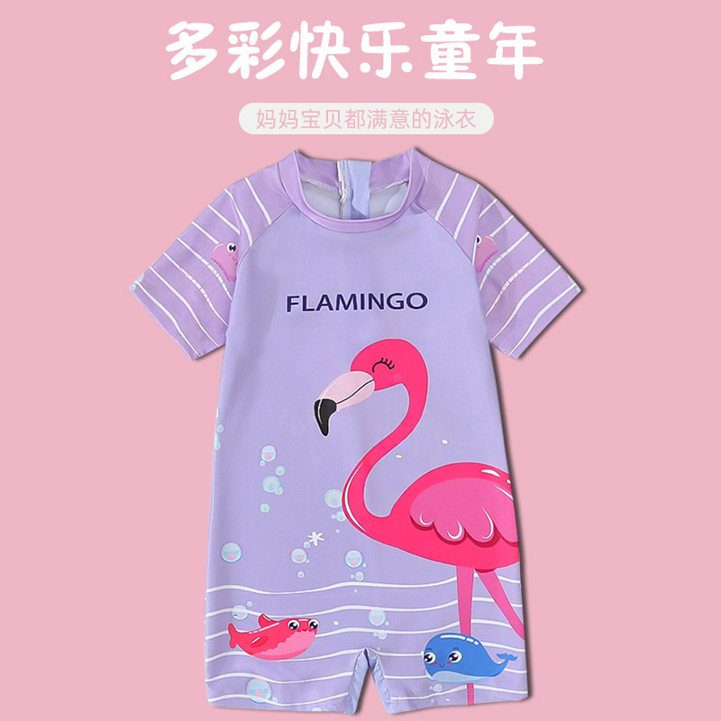 Children's Swimsuit Cartoon Girl Toddler Children Teens 3-11 Years Old Student Cute One-Piece Ins Sun Protection Hot Spring Bathing Suit