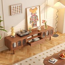 全实木电视柜茶几组合原木法式复古简约美式小户型客厅家用落地柜