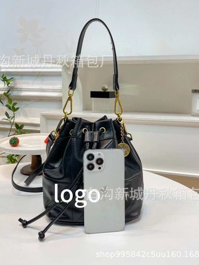 24 Cross-Border New Arrival Chanel's Style Women's Bag Fashion Embroidery Thread Rhombus Chain Bag Shoulder Crossbody Portable Bucket Bag Wholesale