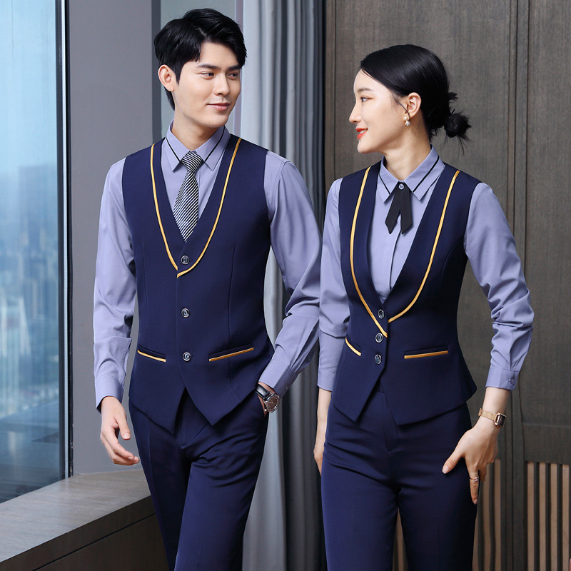 职业马甲套装女酒店餐饮服务员工作服前台收银员工装空姐制服秋冬