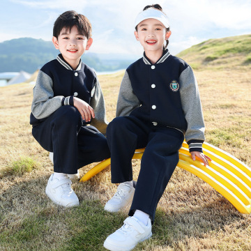 儿童中小学生校服幼儿园班服运动会棒球服男生女生三件套深色耐脏