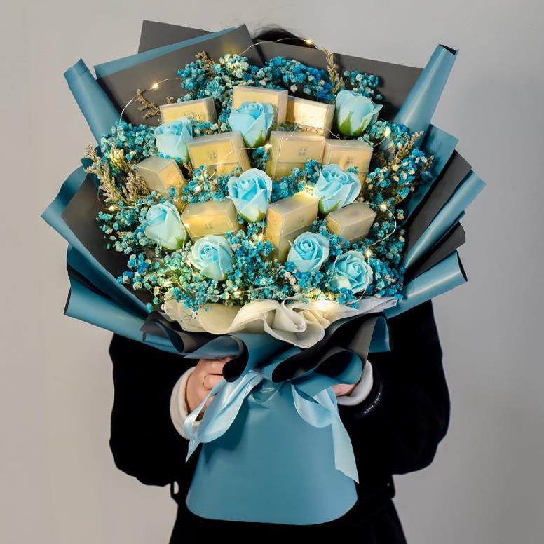 网红炫赫门满天星花束礼盒送男朋友的香烟生日礼物花束diy材料包