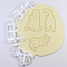新款亚马逊印章模diy塑料立体卡通宠物小猫印花磨具曲奇印章模具