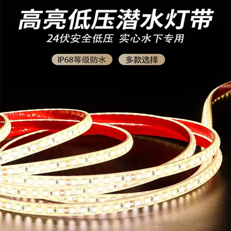 低压户外防水硅胶低压24v实心包胶防水喷泉游泳池户外亮化led灯带