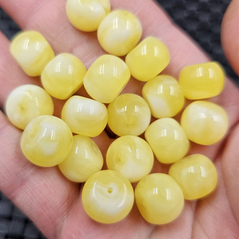 荧光浮盐水蜜蜡老型珠散珠人造白花蜜蜡路路通手链项链饰品配件珠-阿